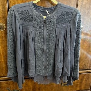 Free People Flowy Zip Up Top